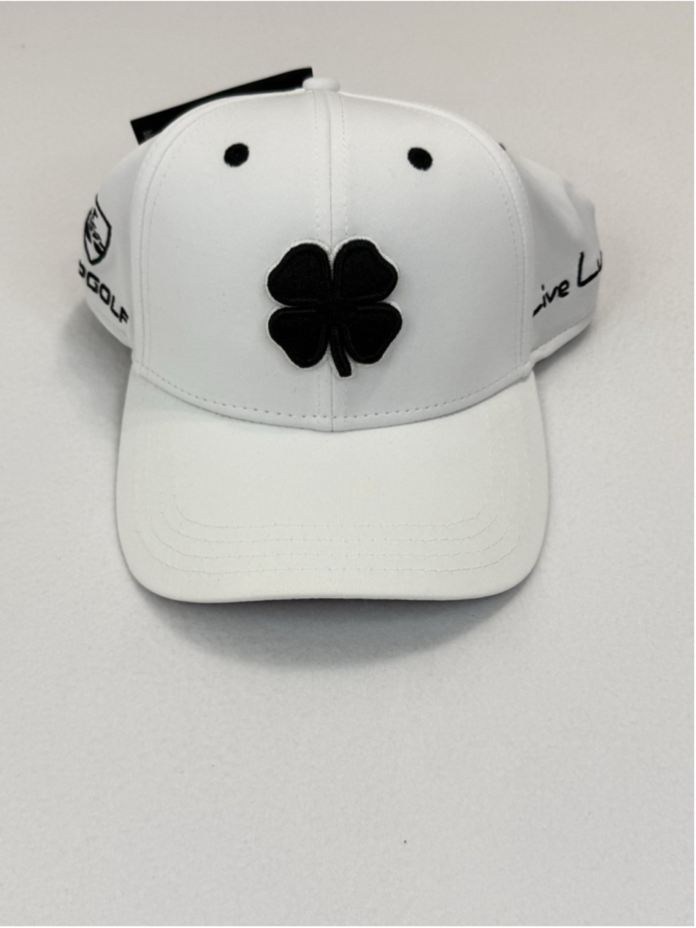Black Clover Topgolf Live Lucky Performance Golf Hat White Black L/XL NWT